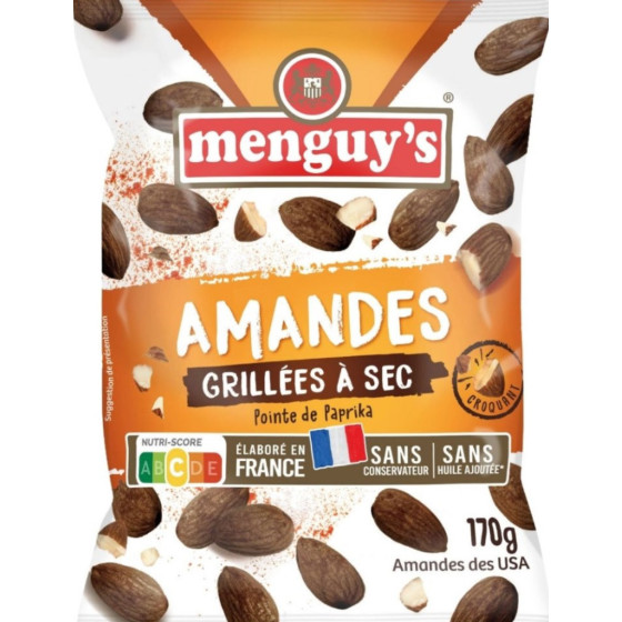 AMANDES GRILLEES A SEC POINTE DE PAPRIKA MENGUY'S 170G