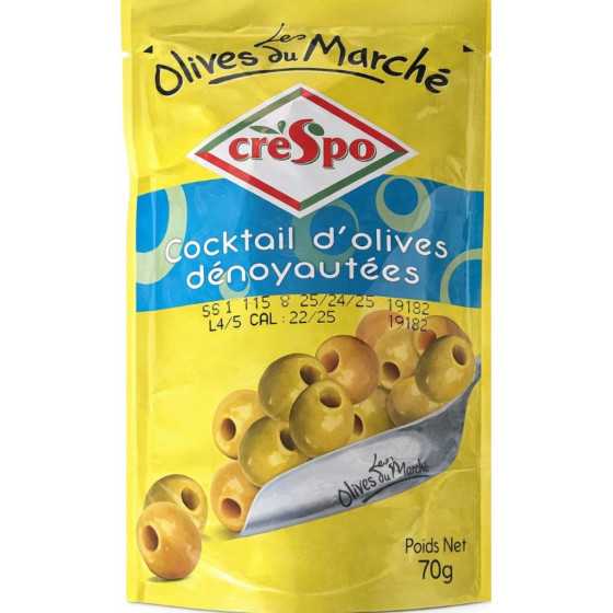 COCKTAIL D'OLIVES DENOYAUTEES PIMENTEES CRESPO 70G