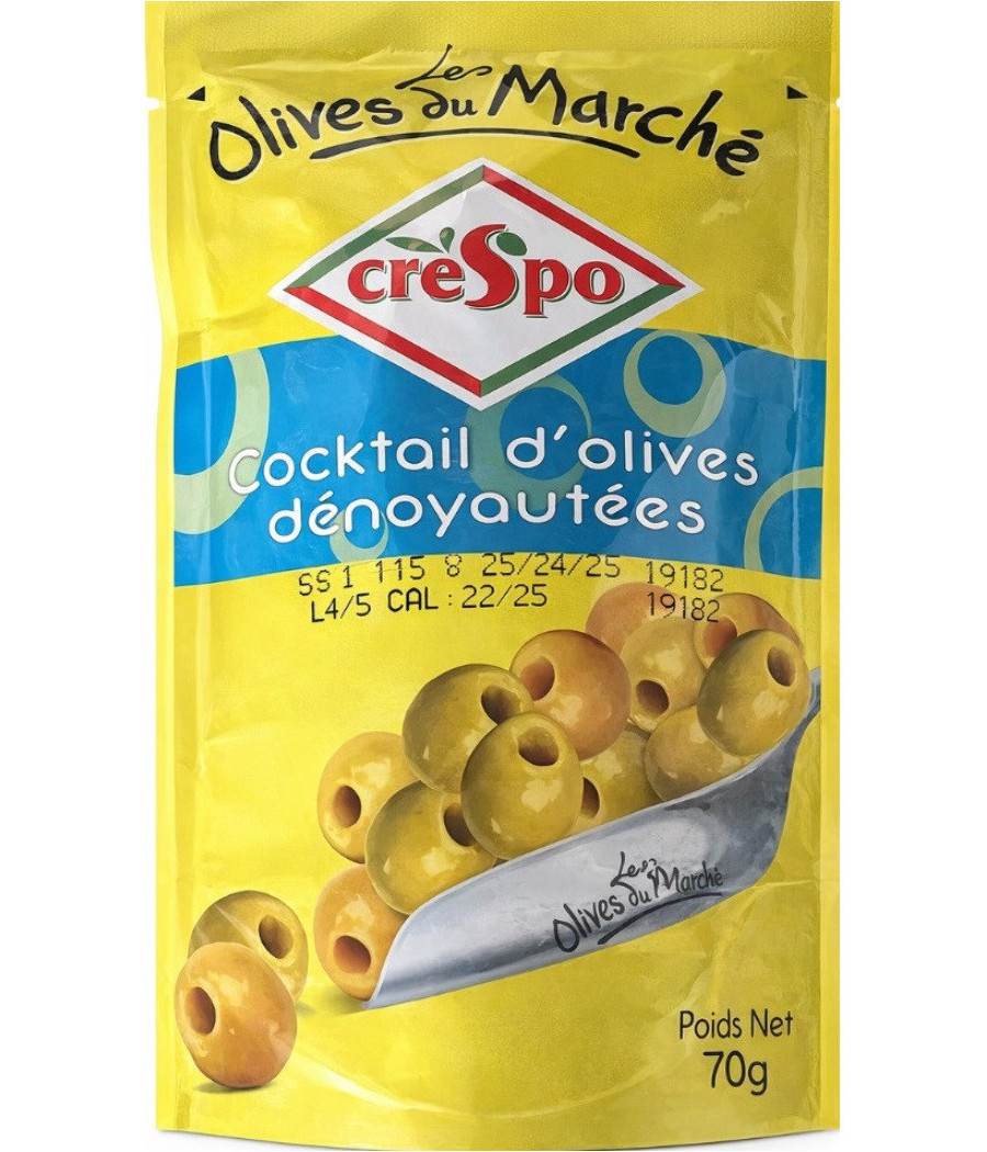 COCKTAIL D'OLIVES DENOYAUTEES PIMENTEES CRESPO 70G