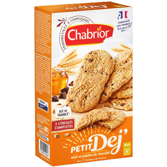 BISCUITS PETIT DEJ MIEL & PEPITES DE CHOCOLAT CHABRIOR 400G