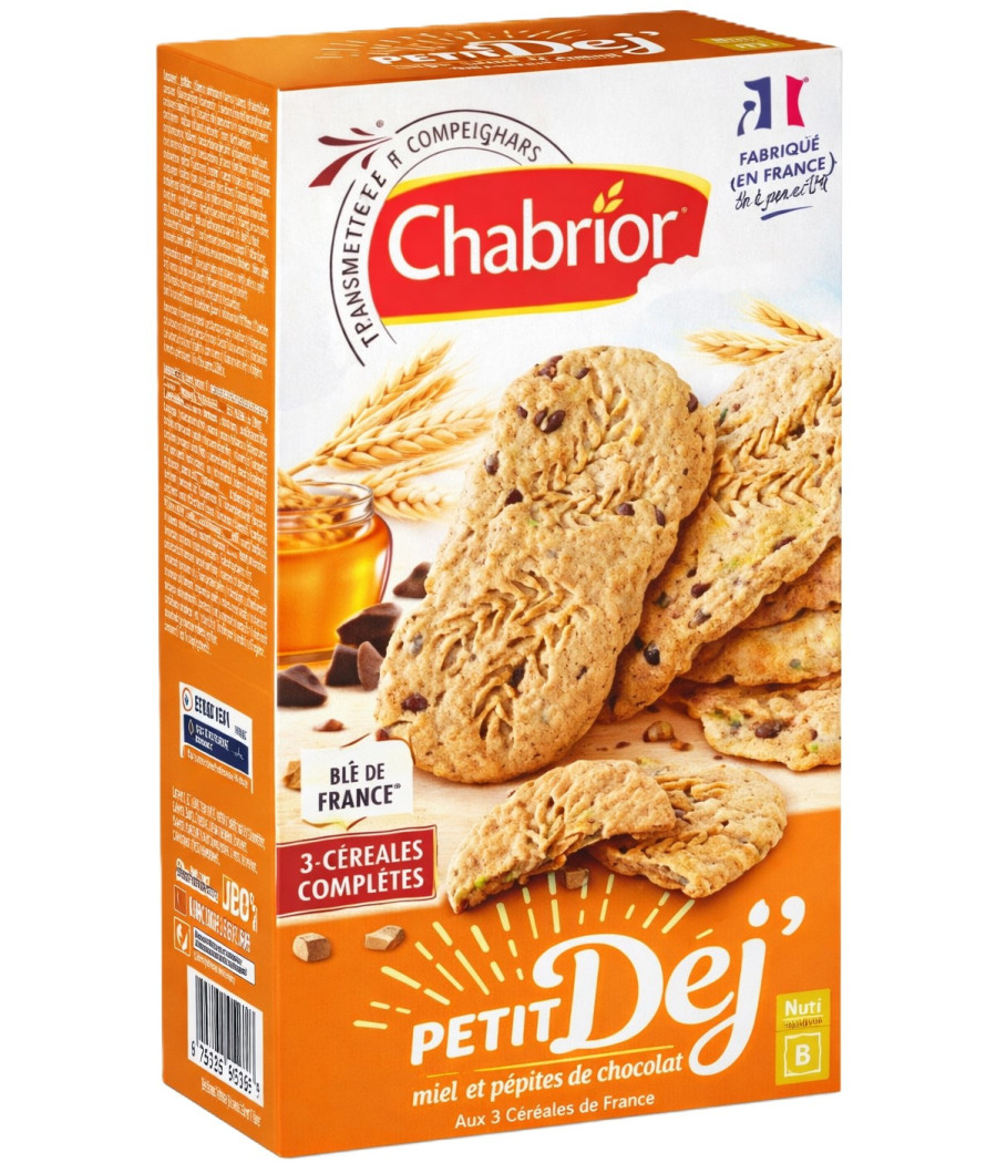 BISCUITS PETIT DEJ MIEL & PEPITES DE CHOCOLAT CHABRIOR 400G