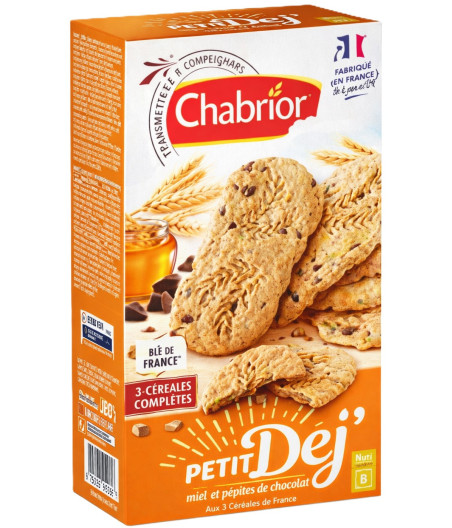 BISCUITS PETIT DEJ MIEL & PEPITES DE CHOCOLAT CHABRIOR 400G