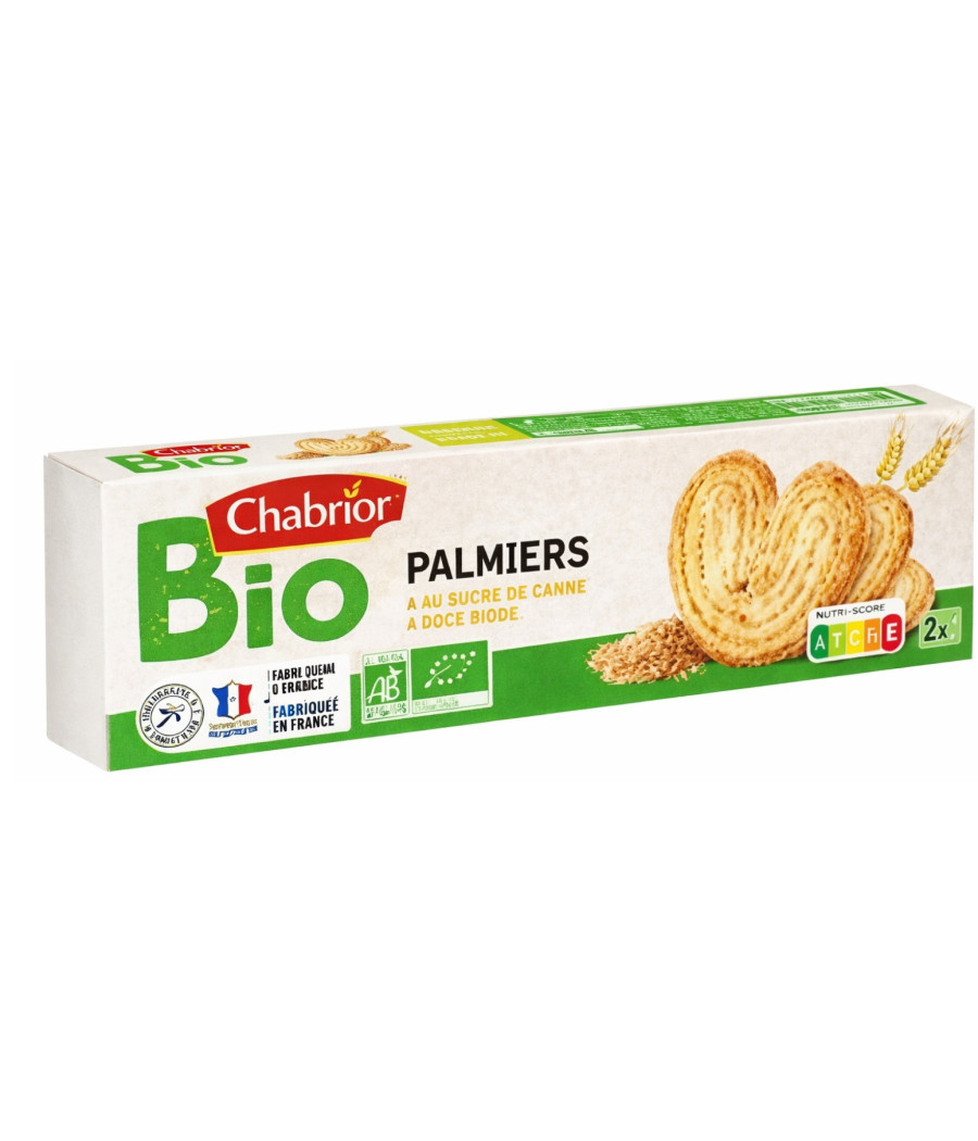 PALMIERS AU SUCRE DE CANNE BIO CHABRIOR 100G