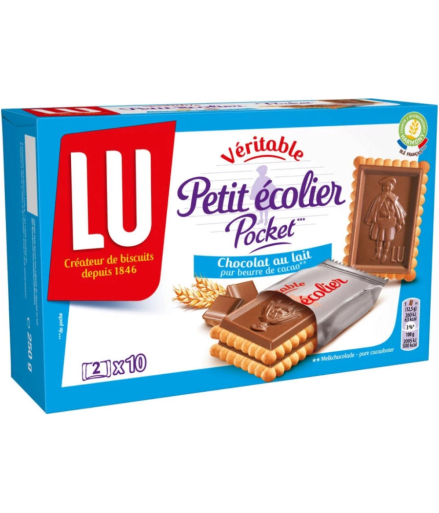 VERITABLE PETIT ECOLIER POCKET CHOCOLAT AU LAIT LU 250G