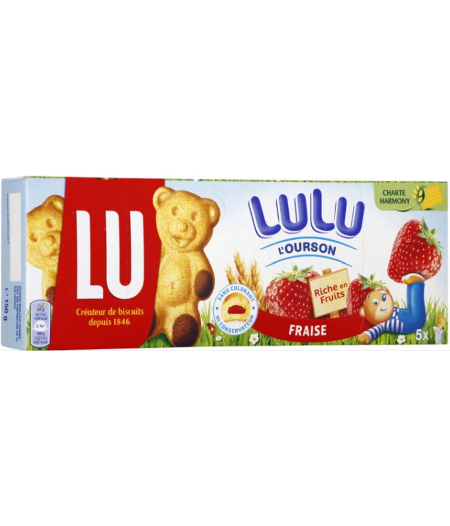 GATEAUX L'OURSON FOURRES A LA FRAISE LU 150G