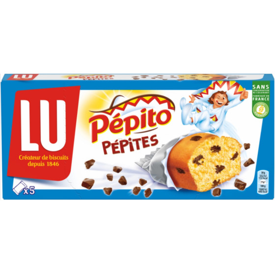 GATEAUX PEPITO FOURRES AUX  PEPITES DE  CHOCOLAT  LU 150G
