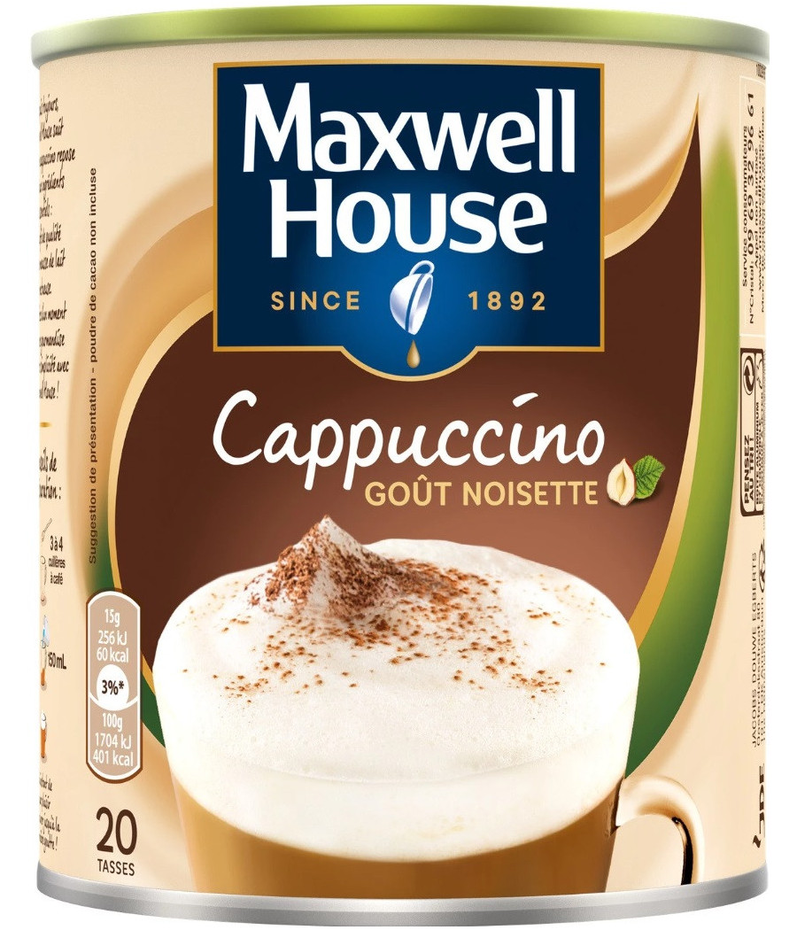 CAPPUCCINO GOUT NOISETTES MAXWELL HOUSE 305G