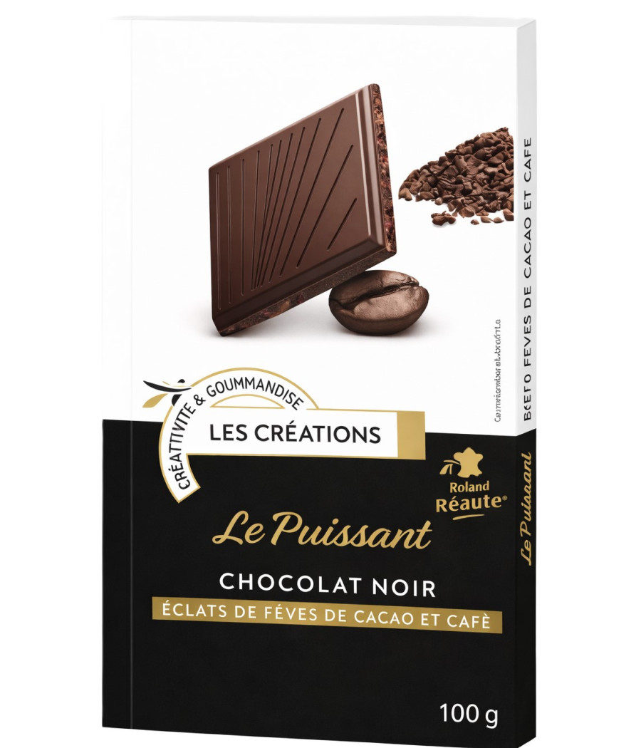 TABLETTE DE CHOCOLAT NOIR ET CAFE LE PUISSANT LES CREATIONS 100G
