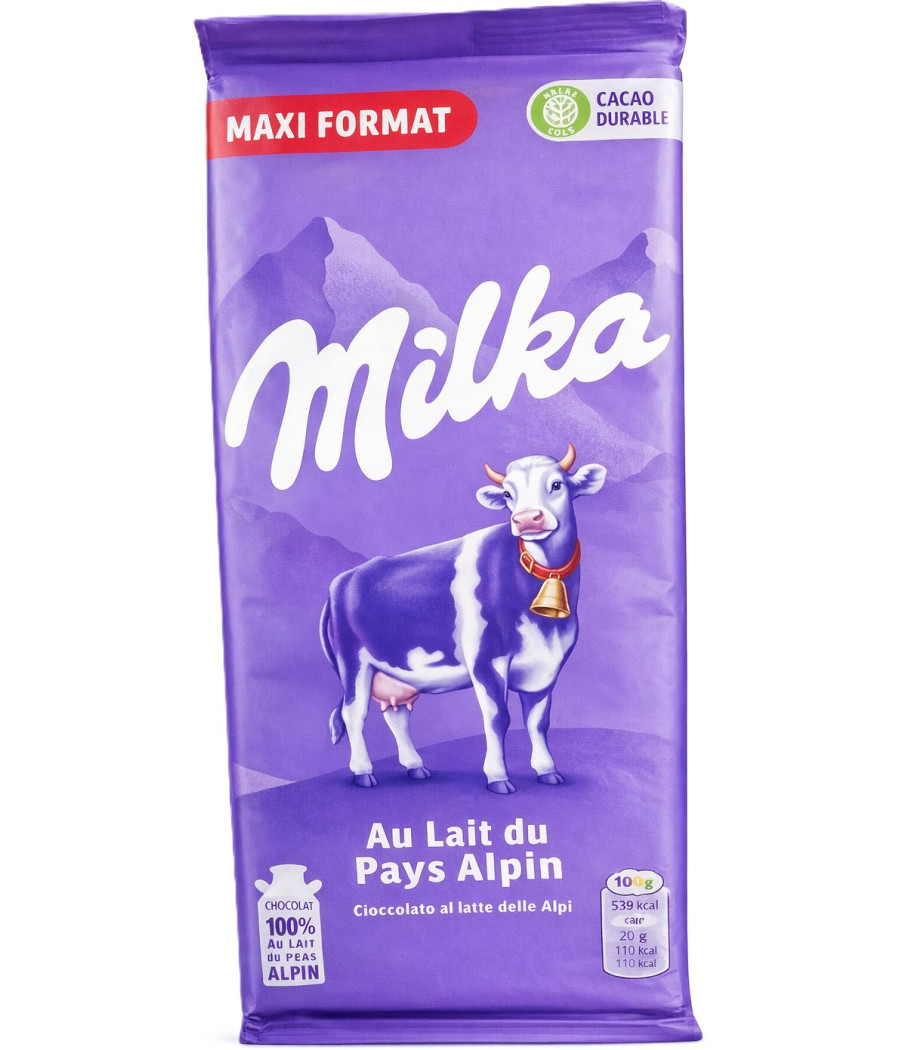 TABLETTE DE CHOCOLAT AU LAIT DU PAYS ALPIN MILKA 200G