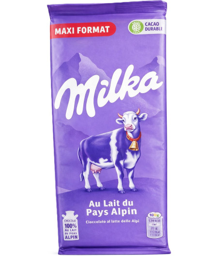 TABLETTE DE CHOCOLAT AU LAIT DU PAYS ALPIN MILKA 200G