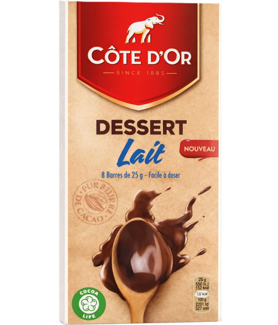 TABLETTE DE CHOCOLAT AU LAIT CÔTE D'OR DESSERT 200G