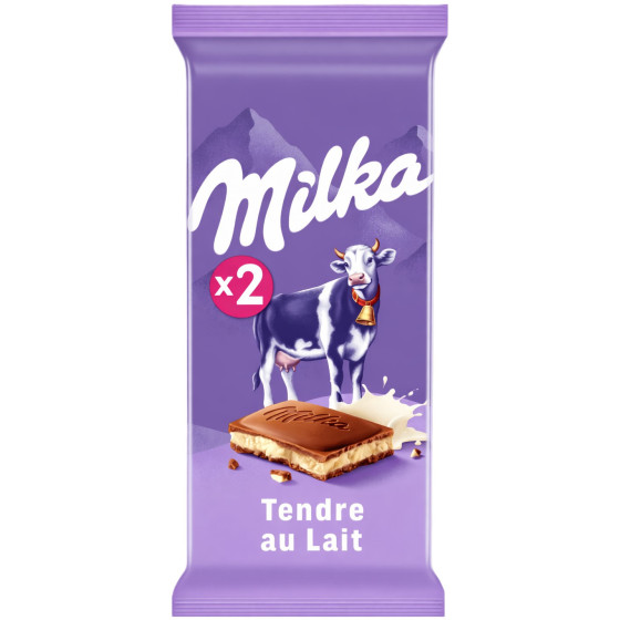TABLETTE DE CHOCOLAT TENDRE AU LAIT MILKA 2X100G