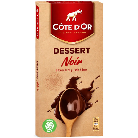 TABLETTE DE CHOCOLAT NOIR CÔTE D'OR DESSERT 200G