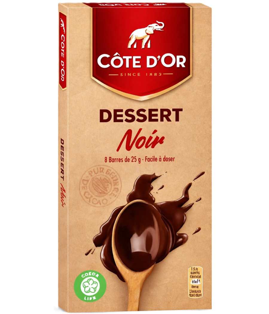 TABLETTE DE CHOCOLAT NOIR CÔTE D'OR DESSERT 200G