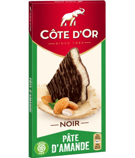 TABLETTE DE CHOCOLAT NOIR AU PÂTE D'AMANDE CÔTE D'OR 150G