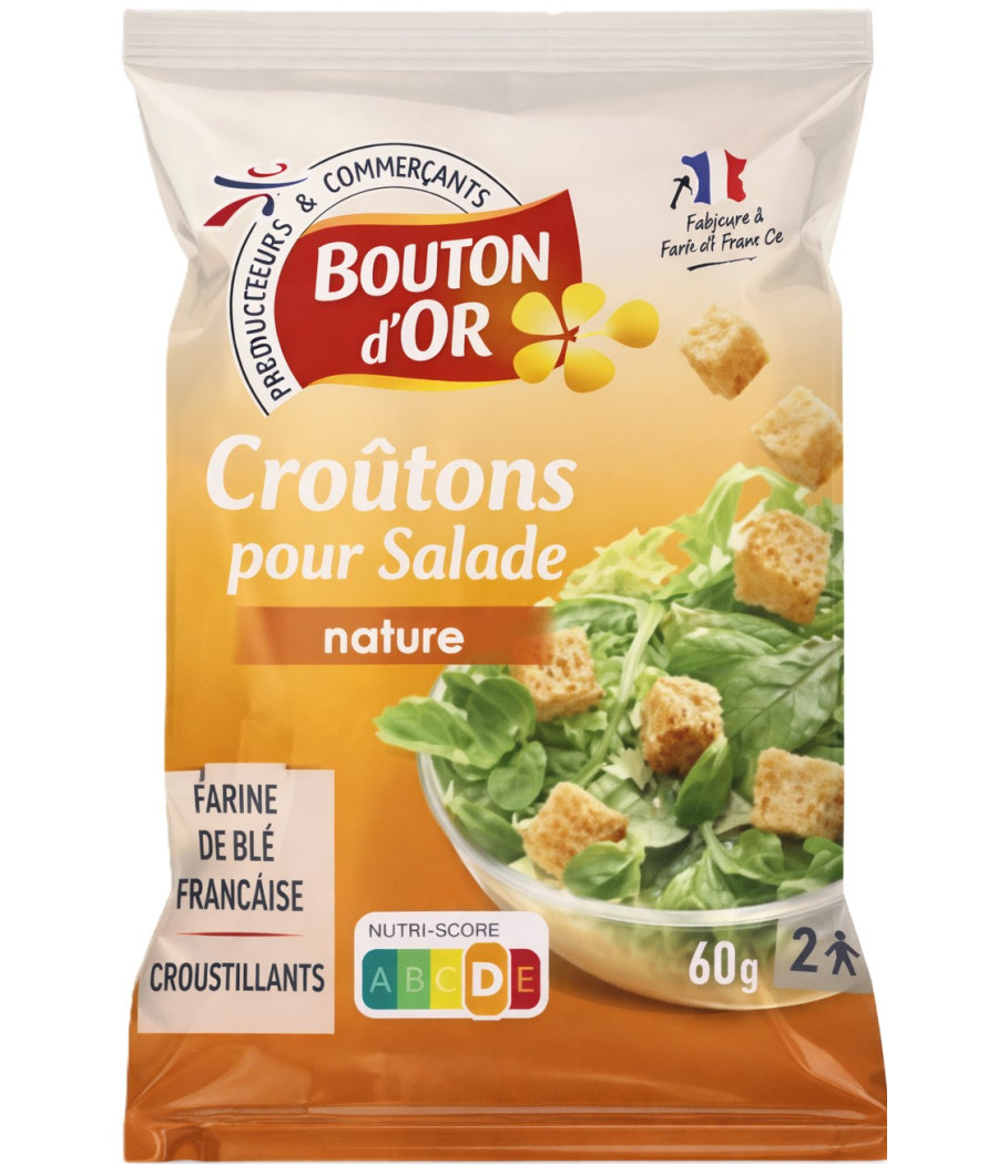 CROUTONS POUR SALADE NATURE BOUTON D'OR 60G