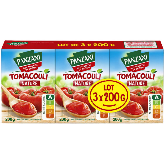 PUREE DE TOMATE TOMACOULI NATURE PANZANI 3X200G