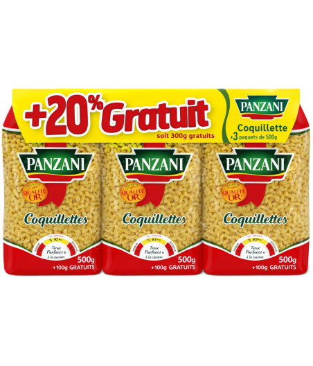 PATES COQUILLETTES PANZANI 3X500G