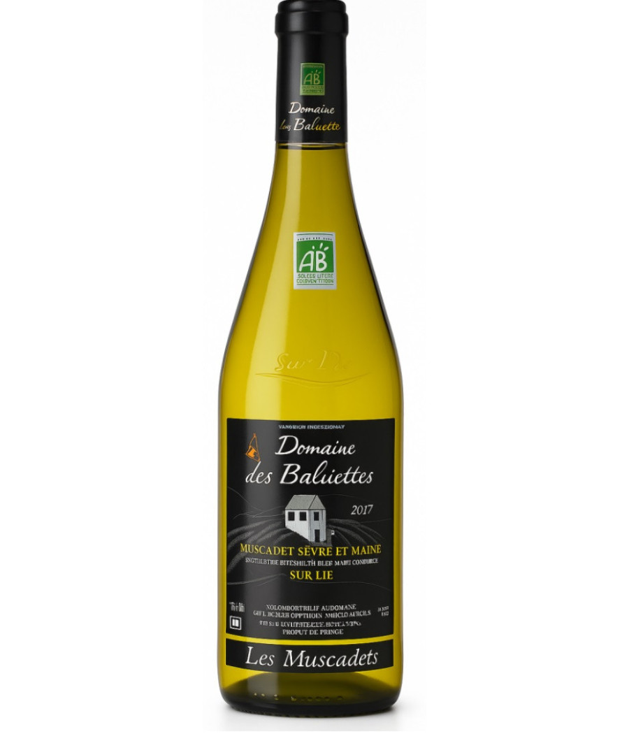 VIN BLANC BIO ANNEE 2017 DOMAINE DES BALUETTES MUSCADET DE SEVRE-ET-MAINE AOP 75CL