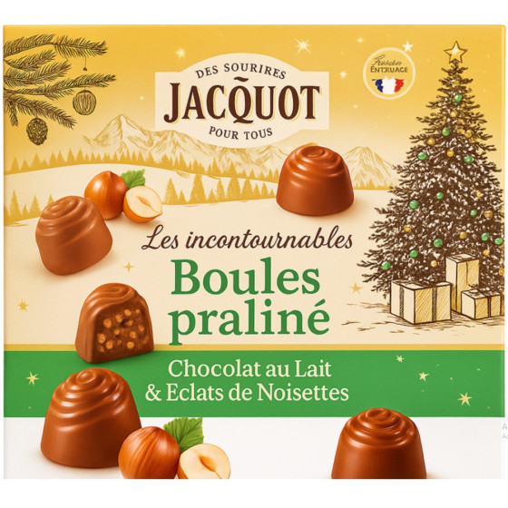 CHOCOLAT BOULES PRALINE NOISETTES JACQUOT 100G
