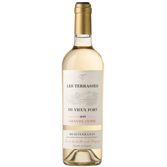 VIN BLANC LES TERRASSES  DU VIEUX PORT GRANDE CUVEE ANNEE 2018 IGP MEDITERRANEE 75CL