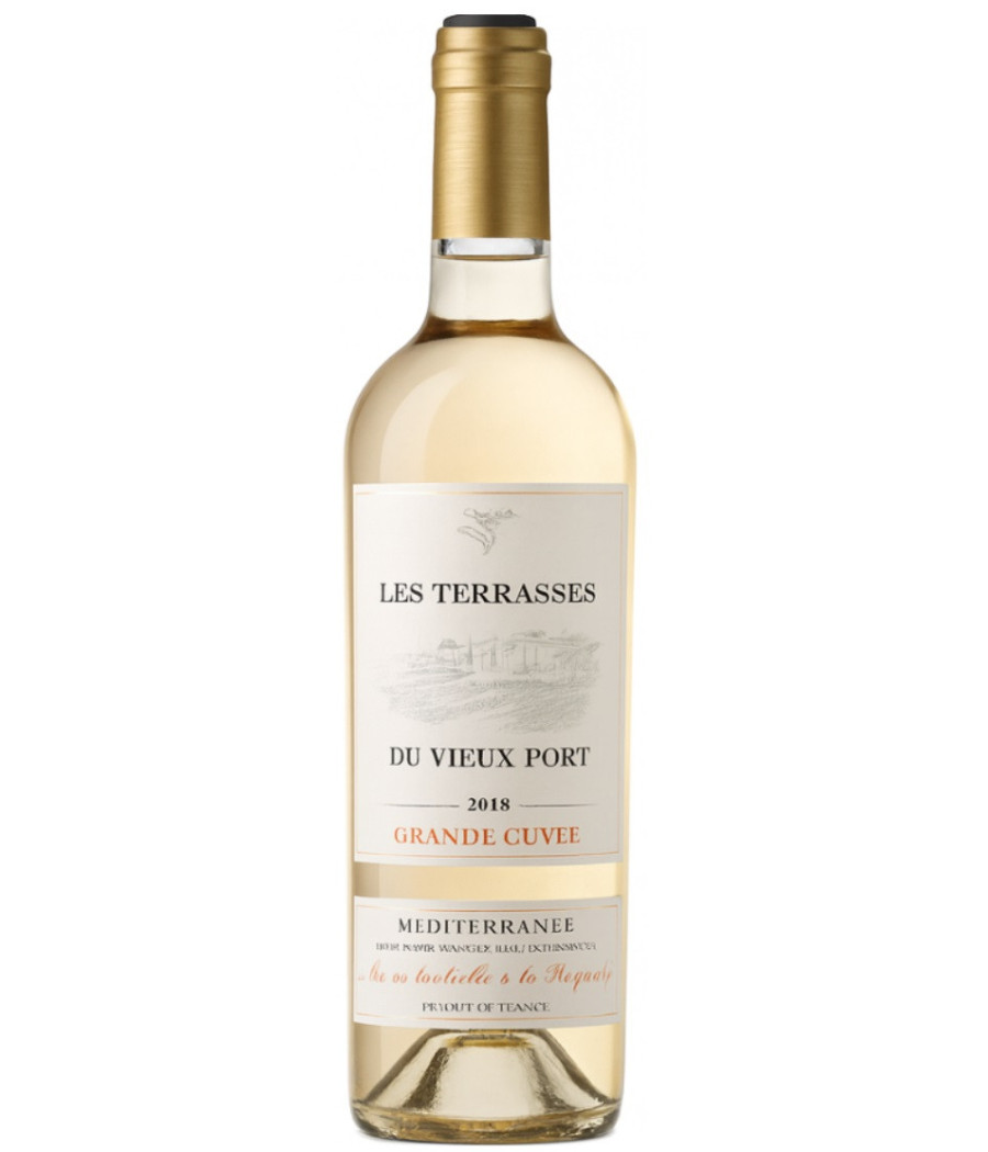 VIN BLANC LES TERRASSES  DU VIEUX PORT GRANDE CUVEE ANNEE 2018 IGP MEDITERRANEE 75CL