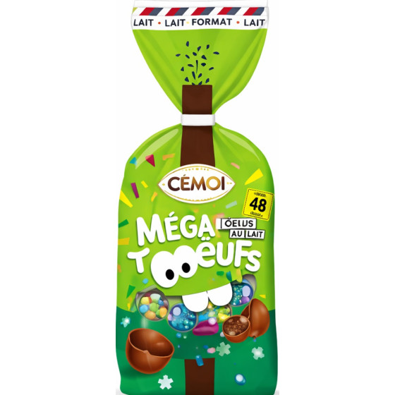OEUFS AU CHOCOLAT AU LAIT MEGA T'OEUF CEMOI 421G