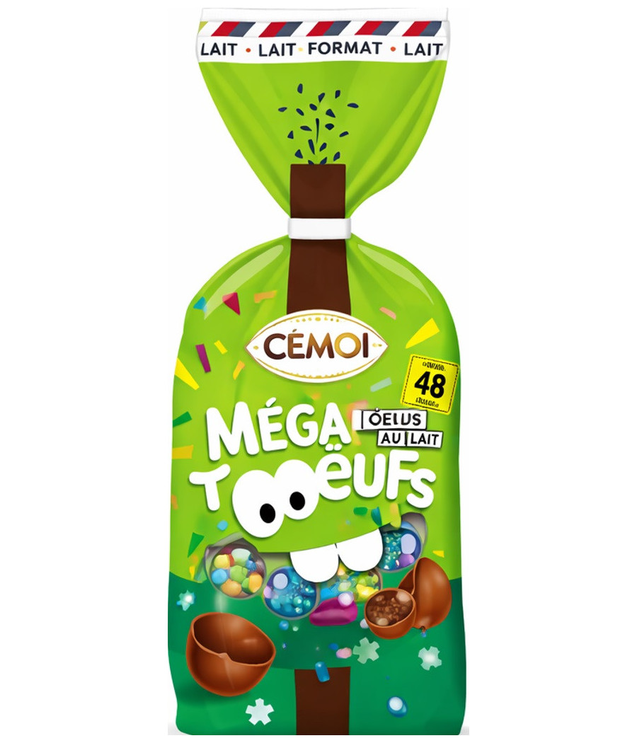 OEUFS AU CHOCOLAT AU LAIT MEGA T'OEUF CEMOI 421G