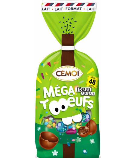 OEUFS AU CHOCOLAT AU LAIT MEGA T'OEUF CEMOI 421G