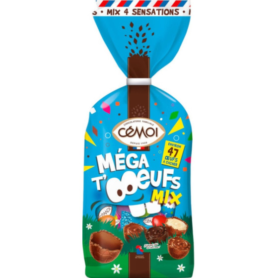 OEUFS AU CHOCOLAT MEGA T'OEUFS MIX CEMOI 393G