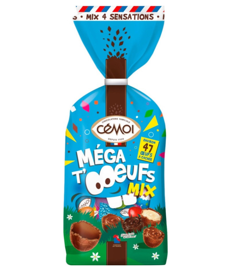 OEUFS AU CHOCOLAT MEGA T'OEUFS MIX CEMOI 393G