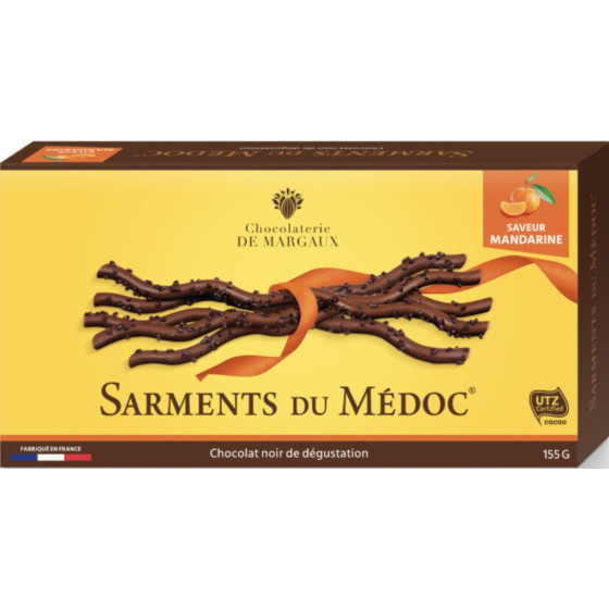 CHOCOLAT NOIR MENDARINE SARMENTS DU MEDOC CHOCOLATERIE DE MARGAUX 155G