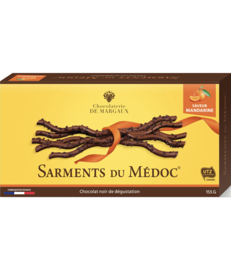 CHOCOLAT NOIR MENDARINE SARMENTS DU MEDOC CHOCOLATERIE DE MARGAUX 155G