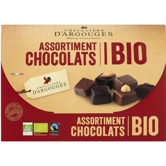 ASSORTIMENT DE CHOCOLATS BIO CHEVALIERS D'ARGOUGES 184G