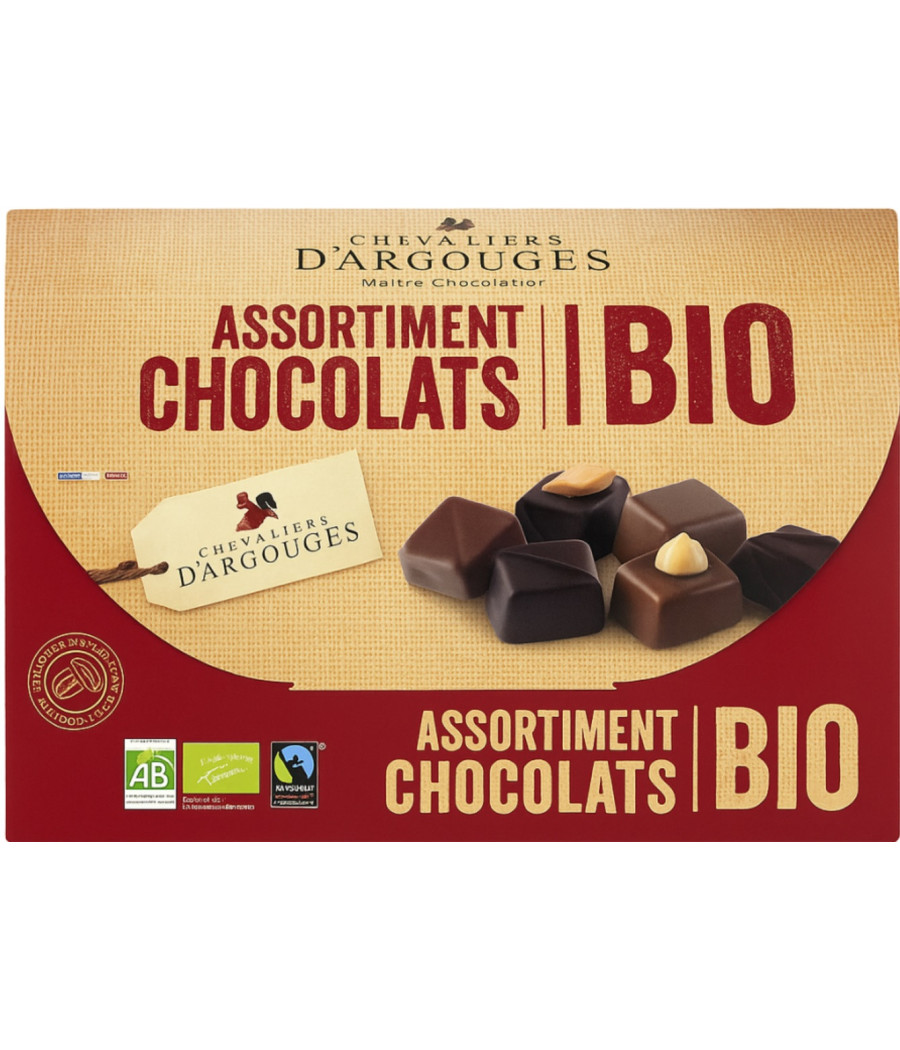 ASSORTIMENT DE CHOCOLATS BIO CHEVALIERS D'ARGOUGES 184G