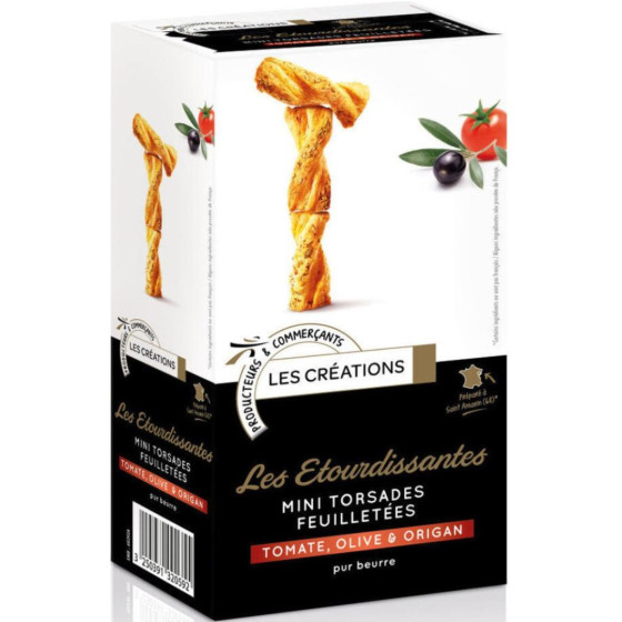 BISCUITS MINI TORSADES TOMATE OLIVE LES CREATIONS 100G