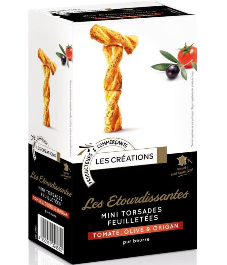 BISCUITS MINI TORSADES TOMATE OLIVE LES CREATIONS 100G