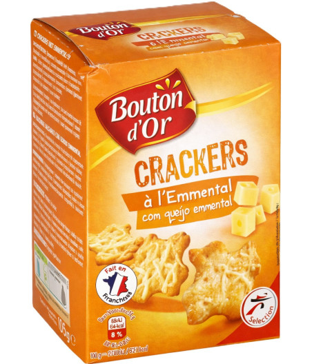 BISCUITS CRACKERS A L'EMMENTAL BOUTON D'OR 105G