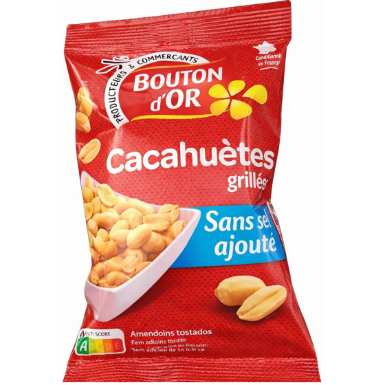 CACAHUETES GRILLEES SANS SEL AJOUTE BOUTON D'OR 200G