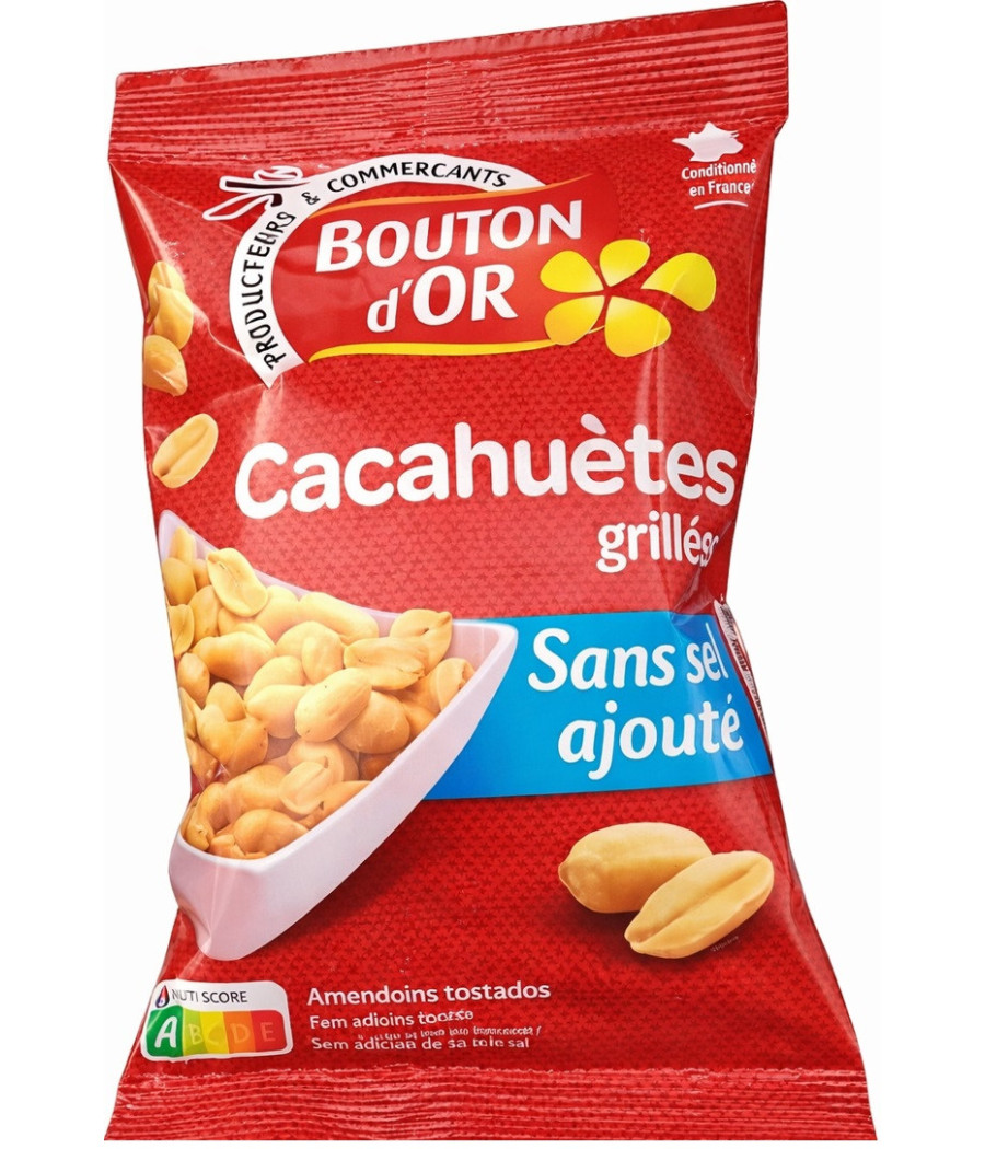 CACAHUETES GRILLEES SANS SEL AJOUTE BOUTON D'OR 200G