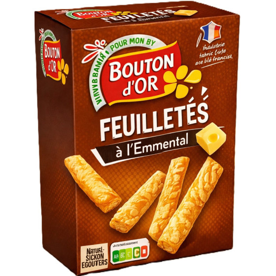 BISCUITS FEUILLETE EMMENTAL BOUTON D'OR 85G