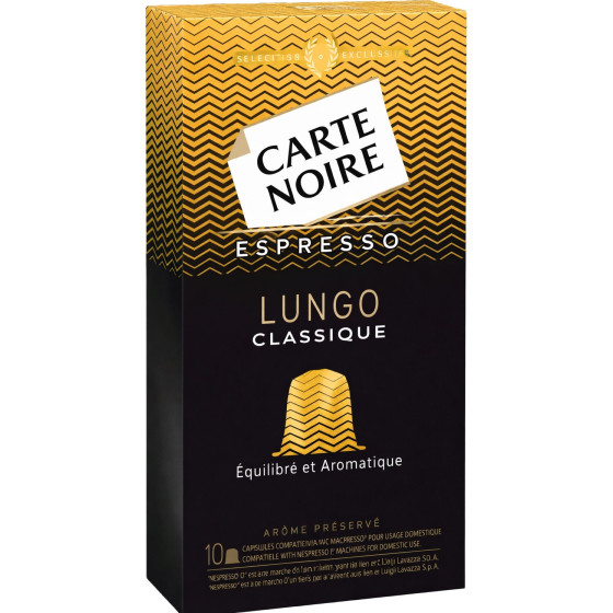 CAPSULES CAFE LUNGO ESPRESSO CARTE NOIRE 56G