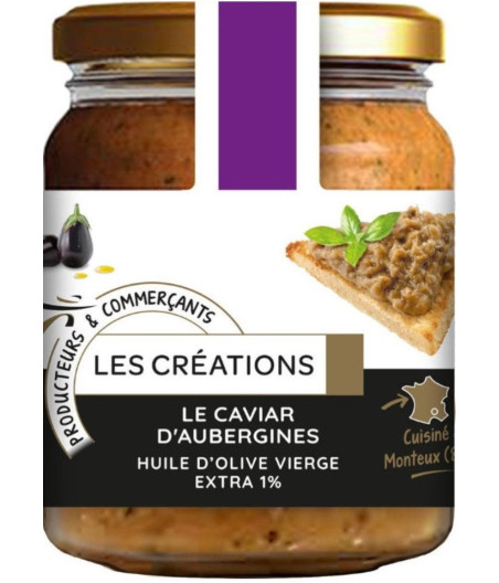 CAVIAR D'AUBERGINE HUILE D'OLIVE VIERGE LES CREATIONS 90G