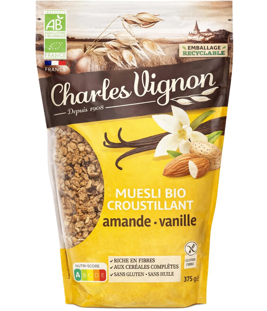 CEREALES MUESLI BIO CROUSTILLANT AMANDE VANILLE CHARLES VIGNON 375G