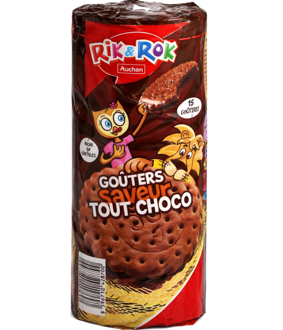 BISCUITS SAVEUR CHOCOLAT TOUT CHOCO AUCHAN RIK & ROK 300G