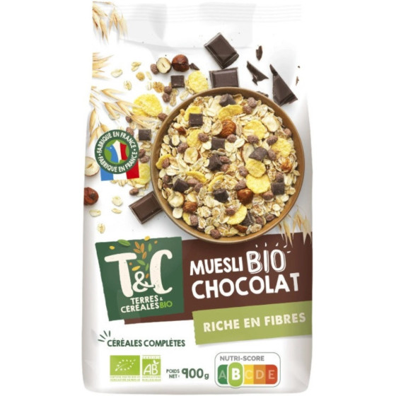 CEREALES MUESLI AU CHOCOLAT TERRES ET CEREALES 900G