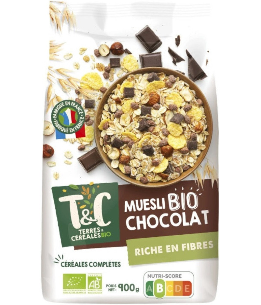 CEREALES MUESLI AU CHOCOLAT TERRES ET CEREALES 900G