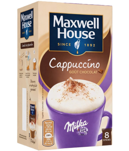 CAPPUCCINO GOUT CHOCOLAT MILKA MAXWELL HOUSE 176G