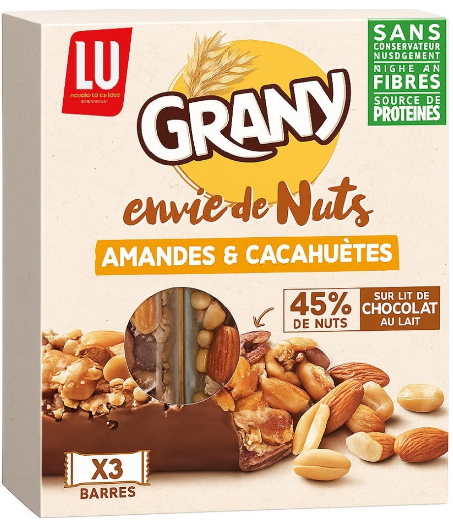 BARRES DE CEREALES GRANY ENVIE DE NUTS CACAHUETES LU 120G