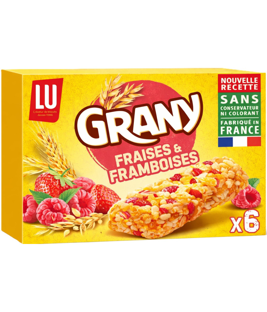 BARRES CEREALES GRANY FRAISE ET FRAMBOISE LU 108G